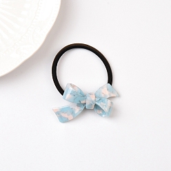 Светло-Голубой Резинки для волос из ацетата целлюлозы (смола) с бантом, Резинки для волос, держатель для хвоста для женщин и девочек, Небесно-голубой, 30x55 мм
