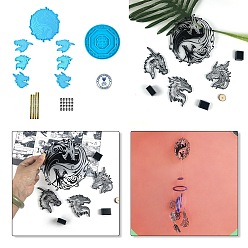 Темно-Голубой Силиконовые формы для изготовления колокольчиков из пищевого силикона, формы для литья смолы, с алюминиевой трубкой, дракон, глубокое синее небо, Дракон: 112x6 mm, 29 шт / комплект