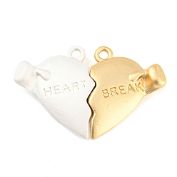 Golden Alloy Magnetic Pendants, Heart, Golden, 16.5x25x5.5mm, Hole: 1.2mm