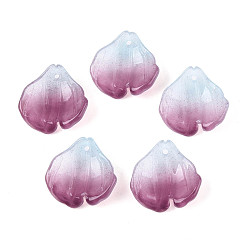 Серо-розавый Подвески из прозрачного стекла с лепестками, два тона, увядшая роза, 17x17.5x6 мм, отверстие : 1.2~1.4 мм