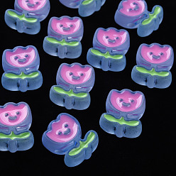 Васильковый Прозрачные акриловые бусины, с эмалью, матовые, Цветок тюльпана, васильковый, 24.5x20x9 мм, отверстие : 3 мм