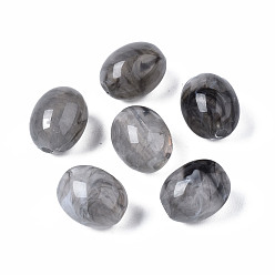 Dark Gray Acrylic Beads, Imitation Gemstone Style, Barrel, Dark Gray, 13x10mm, Hole: 2mm, about 550pcs/500g