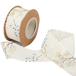 Бежевый Полиэфирная лента, Шаблон дерева, для пошива одежды из ткани аксессуары, бежевые, 1-1/2~1-5/8 дюйм (38~40 мм)