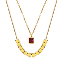 Сиамский Двухслойные ожерелья из нержавеющей стали со стразами, прямоугольные, Сиам, 15.75 дюйм (40 см)