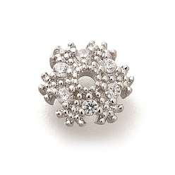 Платина Покрытие стойки латунь микро паве прозрачные колпачки из кубического циркония, долговечный, без свинца и без кадмия, снежинка, платина, 8x2 мм, отверстие : 1.3 мм