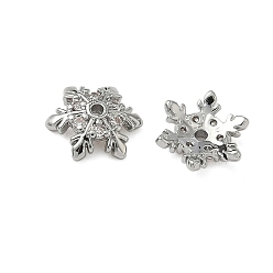 Платина Колпачки для бусин из прозрачного кубического циркония из латуни, цветок, платина, 7x8x2.5 мм, отверстие : 0.8 мм