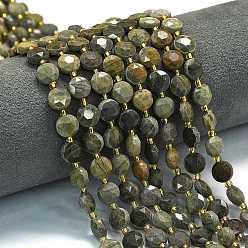 Серебряный Лист Джаспер Природное серебро листьев яшмы бисер нитей, граненый шестиугольный разрез, плоско-круглые, с бисером, 8x5 мм, отверстие : 0.8 мм, около 36 шт / нитка, 15.16''~15.24'' (38.5~38.7 см)