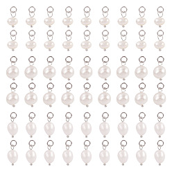 Белый Подвески из натурального пресноводного жемчуга, с латунной фурнитурой , самородки, платина, белые, 12~17 мм, 20 шт / стиль