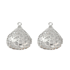 Платинированный Латунь с подвесками из прозрачного кубического циркония, без кадмия, без никеля и без свинца, слеза, Реальная платина, 25x22x10.5 мм, отверстие : 2 мм