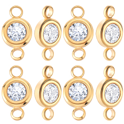 Золотой 20шт. 304 соединители из нержавеющей стали с кристаллами и стразами, плоско-круглые, золотые, 12x6.5x4 мм, отверстие : 2 мм