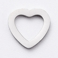 Нержавеющая Сталь Цвет Не тускнеет 304 соединительные кольца из нержавеющей стали для изготовления ювелирных изделий, ручная полировка, сердце, цвет нержавеющей стали, 7x7x1 мм, внутренний диаметр: 4.5x4 мм