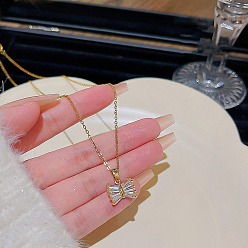 Bowknot Ожерелья из нержавеющей стали, ожерелья с подвесками из горного хрусталя, бантом, 8.27~19.69 дюйм (21~50 см)