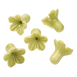 Dark Khaki Dyed Synthetic Coral Carved Beads, Two Tone Flower, Dark Khaki, 17x18.5mm, Hole: 1.5mm