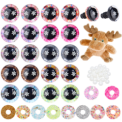Mixed Color 60Sets 10 Colors Plastic Doll Craft Eyes, Safety Eye, with Silcone Spacer and Eyelid, Half Round, Mixed Color, 21x18mm, 6sets/color