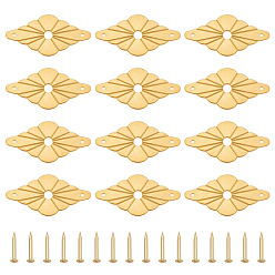 Золотой 12шт. ромбовидные плоские шайбы из латуни, для ручек и ручек для коробок, золотые, 30x60x1 мм, отверстия : 2 mm и 6 мм, 12 шт / комплект