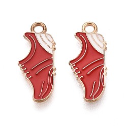 (123L) Белый крем непрозрачный блеск Подвески из сплава и эмали, обувь прелести, золотые, огнеупорный кирпич, 22x9x1 мм, отверстие : 2 мм