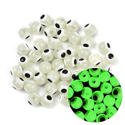 Бежевый Светящиеся и печатные непрозрачные акриловые бусины, круглый глаз, светится в темноте, бежевые, 6 мм, отверстие : 1.6 мм