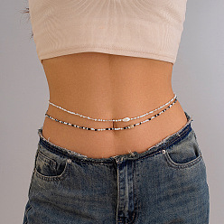 Разноцветный 2 шт. двухслойные цепочки на талию из натуральных ракушек и стеклянных бусин для летнего пляжа, красочный, 760 мм