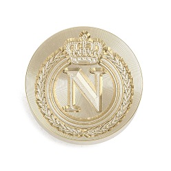 Letter N Золотистый тон корона начальная восковая печать латунные штампы головки, для сургучной печати, Письмо N, 25x14.5 мм, отверстие : 7 мм
