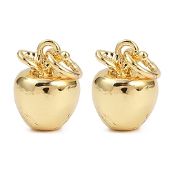 Настоящее золото 18K Латунные подвески, без кадмия и без свинца, с целью перехода в кольце, 3d яблочные подвески, реальный 18 k позолоченный, 10.5x7.5 мм, отверстие : 3 мм