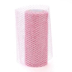 Pink Блестящие сетчатые ленты деко, тюль ткань, ромб сетка тюль ткань, для украшения свадебной вечеринки, изготовление украшения юбок, розовые, 5.86~5.94 дюйм (14.9~15.1 см), 10 ярдов / рулон