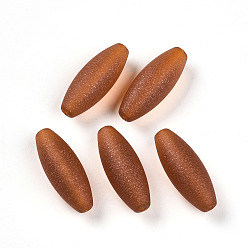 Сиена Матовые прозрачные стеклянные бусины, овальные, цвет охры, 30.5~31x11.5~12 мм, отверстие : 1.6~1.8 мм, Около 88~90 шт / фунт