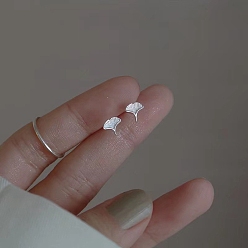 Лист Сплав серьги для женщин, с 925 стерлинговым серебром, лист, 14.5 мм