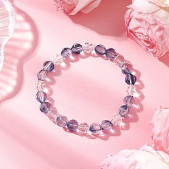 Glass Прозрачные стеклянные бусины, эластичные браслеты для женщин, круглые, с бусинами, имитирующими австрийский хрусталь, внутренний диаметр: 2-1/8 дюйм (5.5 см)