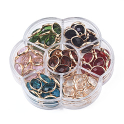 (52) Непрозрачная лаванда K 9 стеклянные подвески, с легкой позолоченной латунной фурнитурой, овальные, граненые, разноцветные, 16x9.5x4.5 мм, отверстие : 2 мм