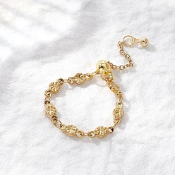 Плоский Круглый Регулируемые 304 цепные кольца из нержавеющей стали, цепные цепи, золотые, плоско-круглые, внутренний диаметр: 17.2~22 мм