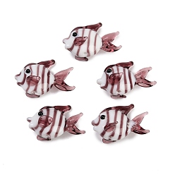 Розово-Коричневый Бусины лэмпворк , рыба, розово-коричневый, 17~18x24~26x15~16 мм, отверстие : 1.1 мм