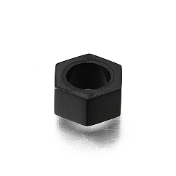 Черный 304 из нержавеющей стали крупные бусины отверстие, шестиугольник, ионное покрытие (ip), долговечный, чёрные, 10x11.5x5 мм, отверстие : 6.5 мм