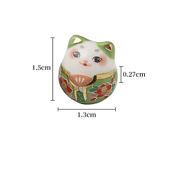 Светло-зеленый Фарфоровые бусины ручной работы, Maneki Neko, светло-зеленый, 15x13 мм, отверстие : 2.7 мм