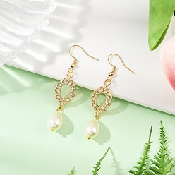 Золотой Серьги-подвески из латуни с прозрачным кубическим цирконием и прозрачным паве, с 304 крючками для сережек из нержавеющей стали и стеклянным жемчугом, золотые, 59x13 мм