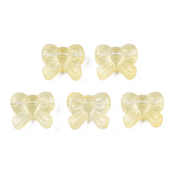 Champagne Yellow Transparent Spray Painted Glass Beads, Bowknot, Champagne Yellow, 14x16x6mm, Hole: 1mm