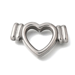 Нержавеющая Сталь Цвет 304 из нержавеющей стали слайд прелести, для изготовления кожаных браслетов, полые сердца, цвет нержавеющей стали, 25.5x16x5 мм, отверстие : 6.5x2 мм