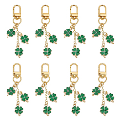 Зеленый 8шт. подвеска в виде клевера из эмалевого сплава, с поворотными застежками сплава, зелёные, 81 мм