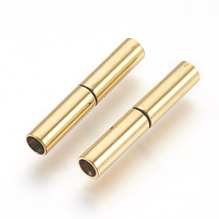 Золотой Вакуумное покрытие pvd 304 байонетные застежки из нержавеющей стали, долговечный, колонка, золотые, 18~20x3.5 мм, отверстие : 2.5 мм