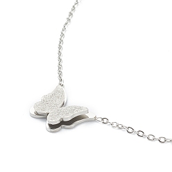 Нержавеющая Сталь Цвет Не тускнеющие 304 ожерелья с подвесками из нержавеющей стали, с кабельными цепями, , бабочка, цвет нержавеющей стали, 16.85 дюйм (42.8 см)