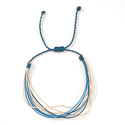 Прусский Синий Регулируемые плетеные браслеты из синтетического волокна и плюшевого шнура, счастливые браслеты для женщин, берлинская лазурь, внутренний диаметр: 11 дюйм (28 см)