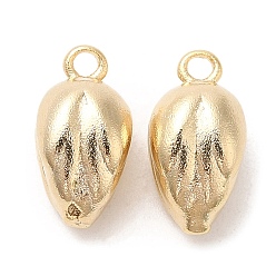 Real 24K Gold Plated Brass Charms, Cadmium Free & Lead Free, Bud Charm, Real 24K Gold Plated, 13x7x6.5mm, Hole: 1.6mm