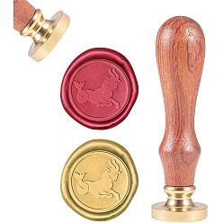 Золотой DIY альбом, латунные сургучные печати и деревянные ручки, антилопа, золотые, 8.9x2.5 см, штампы: 25x14.5 мм