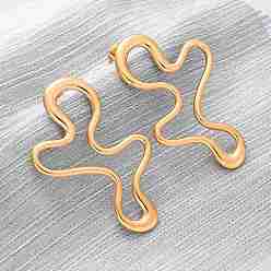 Настоящее золото 18K 304 серьги-гвоздики из нержавеющей стали для женщин, реальный 18 k позолоченный, 54.5x37.5 мм