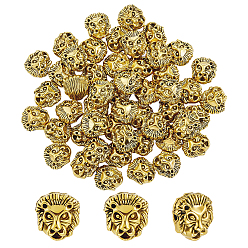 Antique Golden 50Pcs Tibetan Style Alloy Beads, Lion, Antique Golden, 12x11x6mm, Hole: 1.5mm