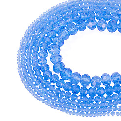 Синий 6 нити 6 стили стеклянные бусины нити, граненые, рондель, синие, 2.3~8x2~6 мм, отверстие : 0.4~1 мм, около 64~155 шт / нитка, 12.6~16.54 дюйм (32~42 см), 1 прядь / стиль
