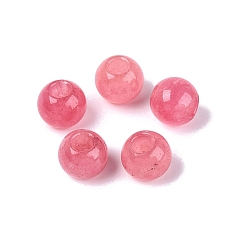 Бледно-фиолетовый Красный Натуральный белый нефрит европейский бисер, гладкий круглый, бусины с большим отверстием, окрашенные, бледно-фиолетовый красный, 10~10.5x9~9.5 мм, отверстие : 4 мм