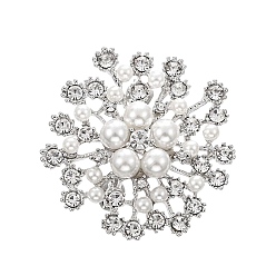  Женские броши со стразами из цветочного сплава, платина, 45x45 мм