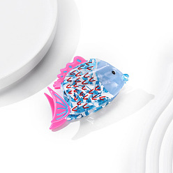 Васильковый Заколки для волос с когтями из ацетата целлюлозы (смола), рыба, васильковый, 90x55 мм