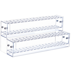 Clear 2 Layers 96 Holes Acrylic Pen Holder, Desk Stand Organizer Holding Rack, for Pens, Paint Brushes, Colored Pencils, Markers, Clear, 285x102x130mm