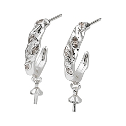 Платина Стойка покрытие латунь микропаве прозрачный кубический цирконий гвоздики серьги поиск, без кадмия и без свинца, долговечный, платина, 25.5x4 мм, штифты : 0.6~0.8 мм